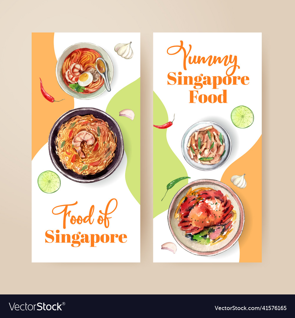 Flyer template with singapore cuisine Royalty Free Vector