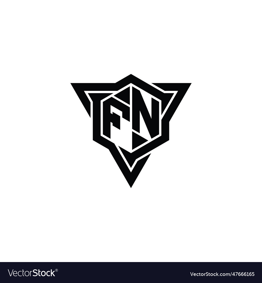 Fn logo monogram hexagon shape with triangle