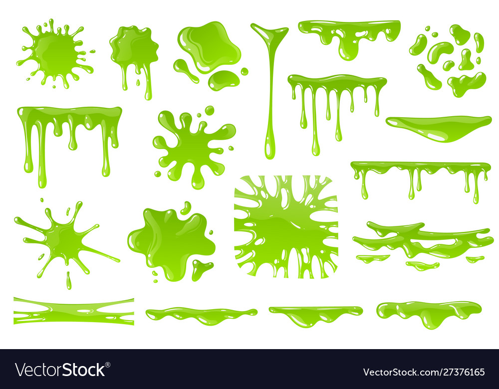 Green Cartoon Slime Goo Blob Splashes Sticky Vector Image 0615