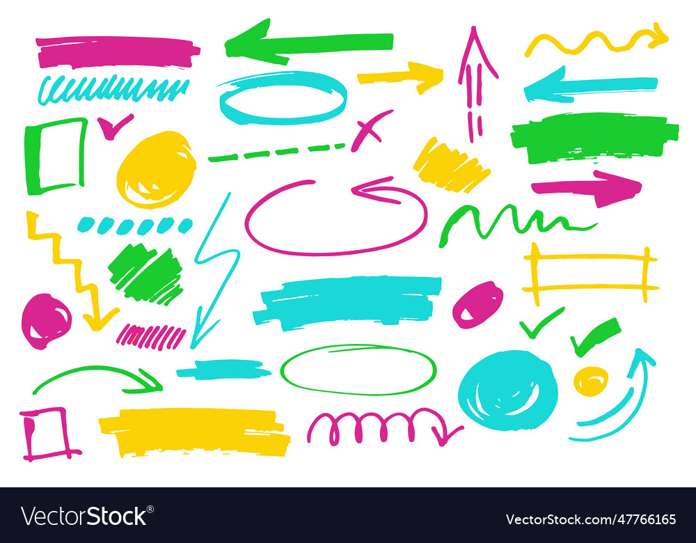 Highlighter marks pen different lines Royalty Free Vector