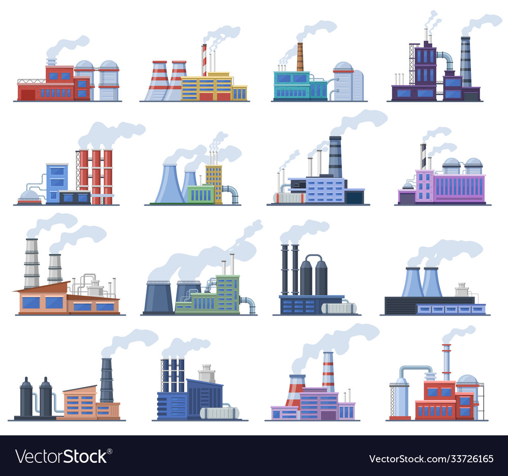 Industrial factory manufacturing building Vector Image