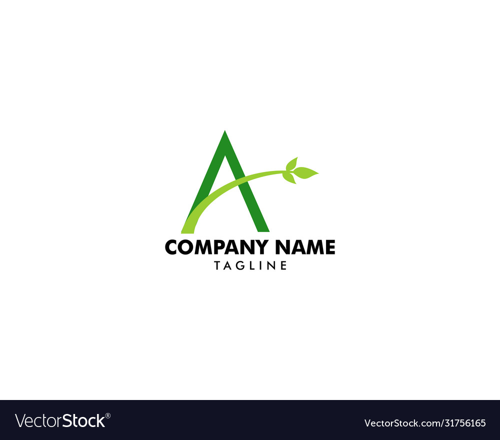 Anfangsbuchstaben a mit Blattlogo vector image Anfangsbuchstaben a mit Blattlogo