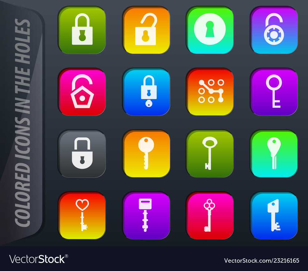 Lock and key icons set
