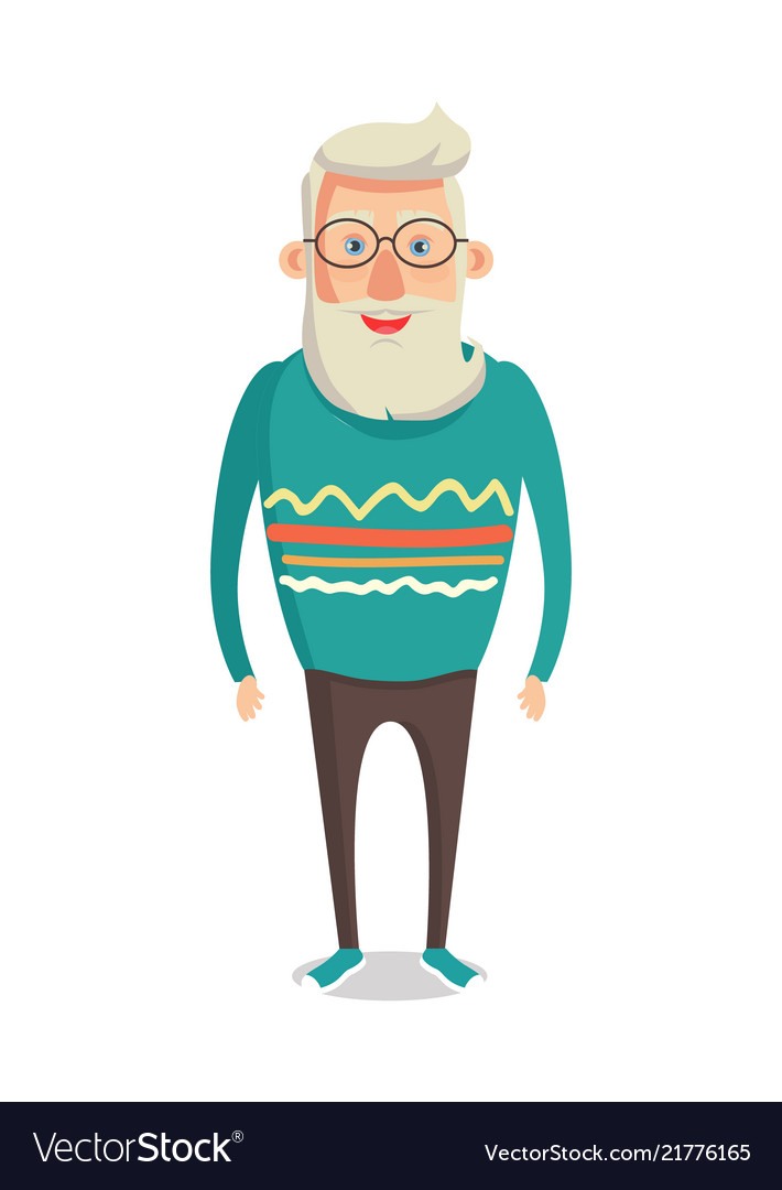 Male character gray hair beard smiling man Vector Image