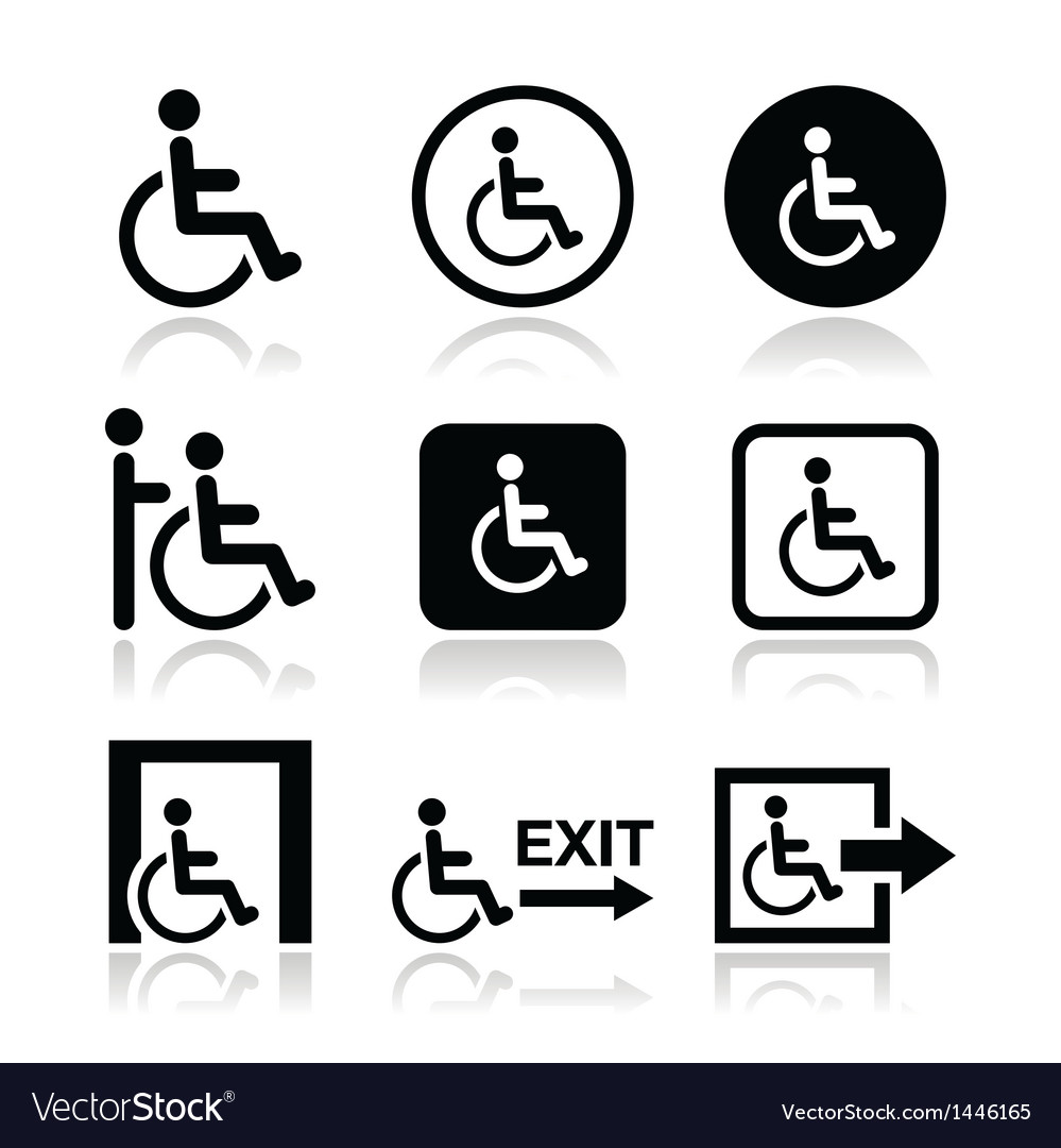 Man on wheelchair disabled emergency exit icon