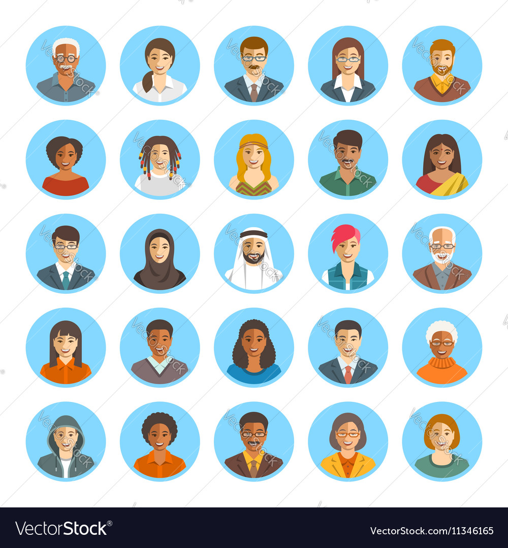 People avatar flat icons Royalty Free Vector Image