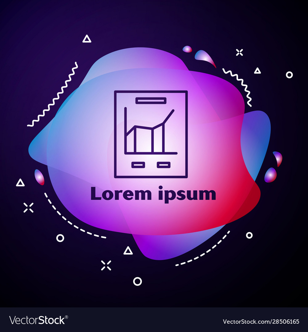 Purple line document with graph chart icon vector image Purple line document with graph chart icon