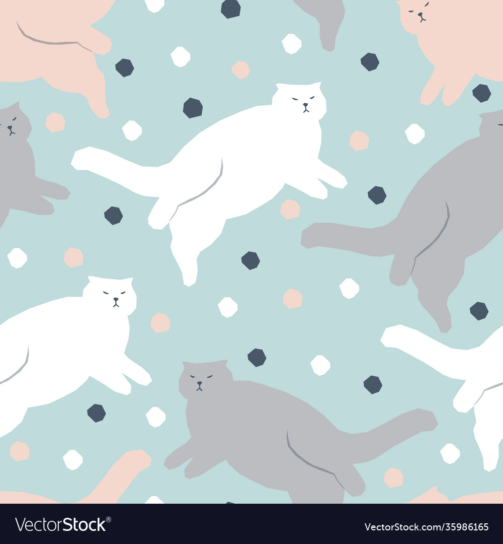 Seamless pattern with fat lazy lying cats vector image Seamless pattern with fat lazy lying cats