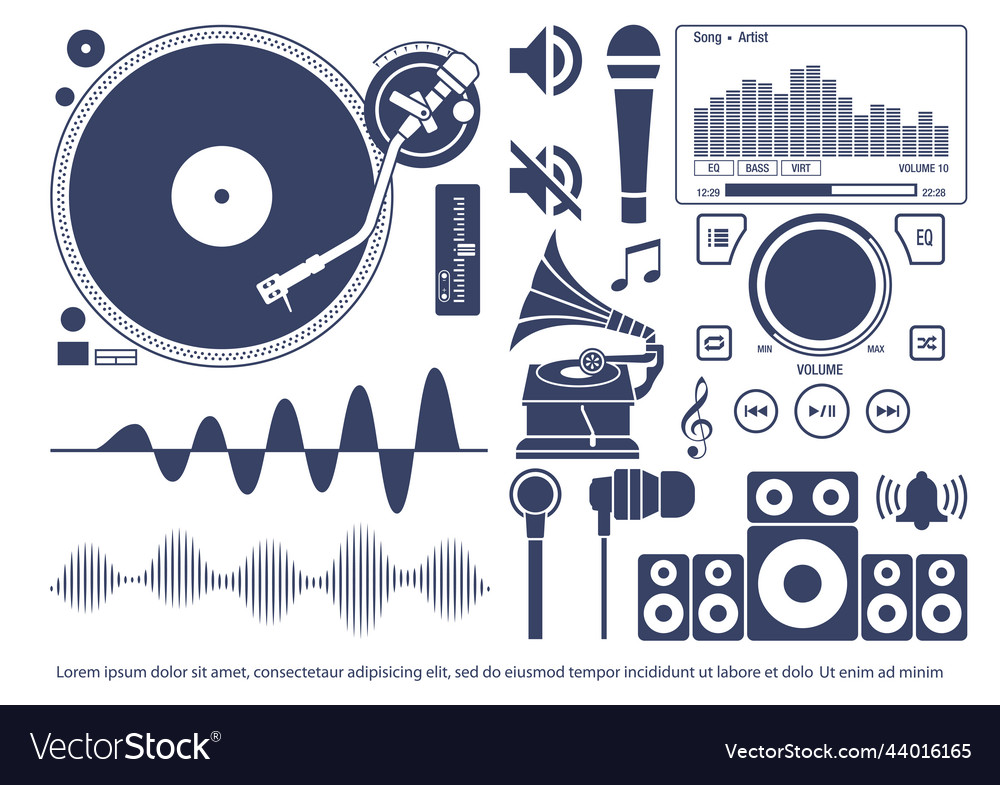 Sound icons set image vector image Sound icons set image