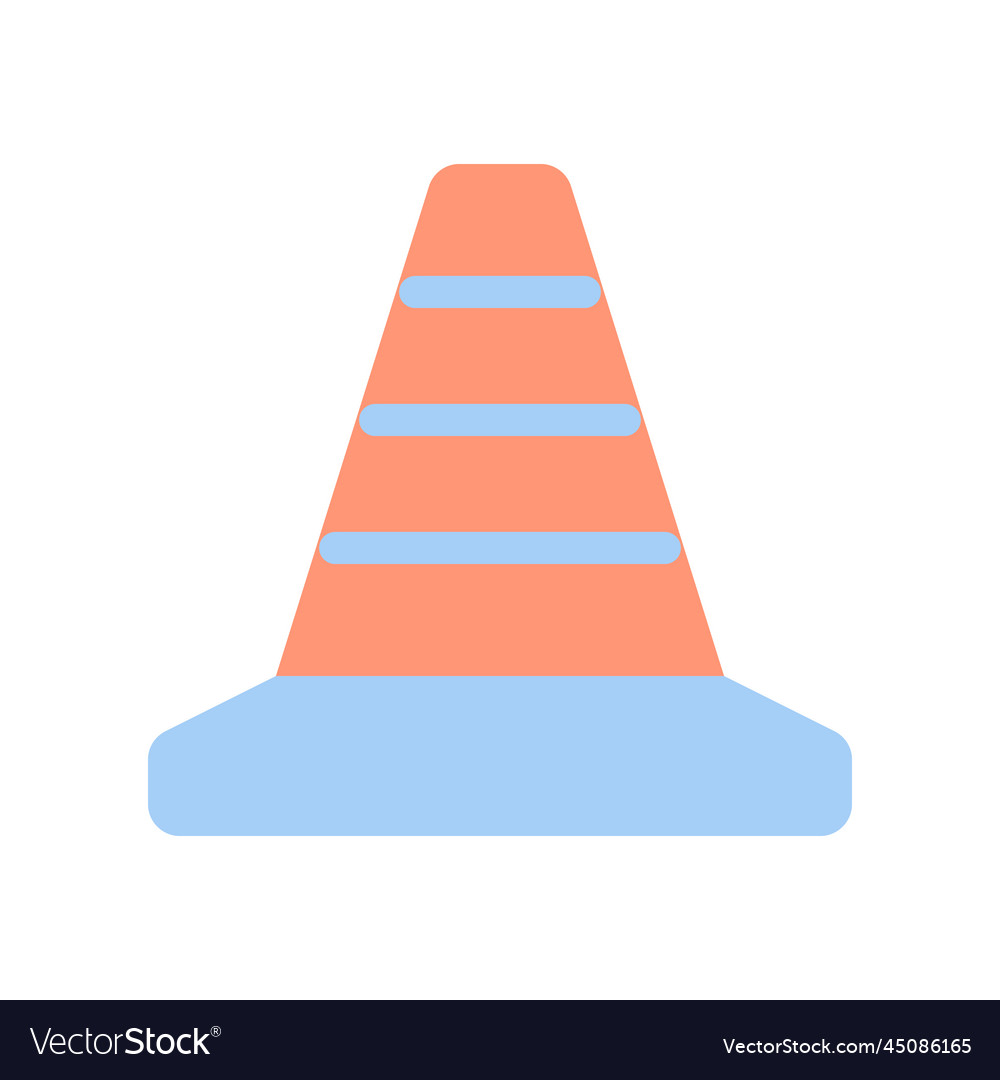 Traffic cone flat color ui icon vector image Traffic cone flat color ui icon