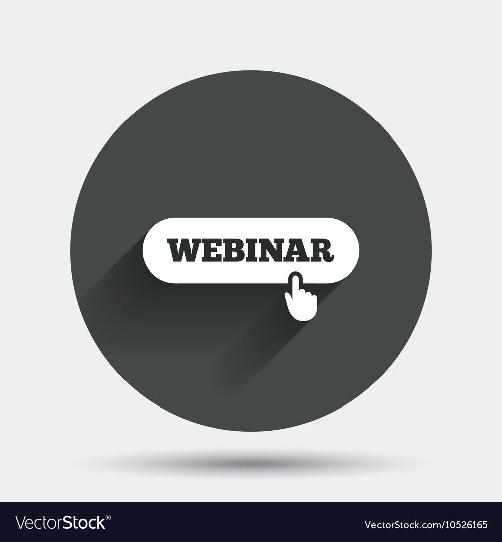 Webinar with hand pointer sign icon web study