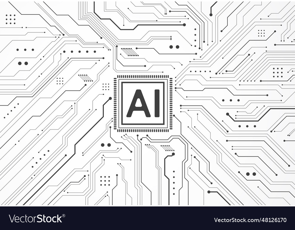 Artificial intelligence chipset on circuit board vector image Artificial intelligence chipset on circuit board