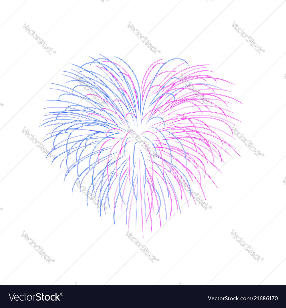 Beautiful Heart-firework Bright Romantic Salute Vector Image