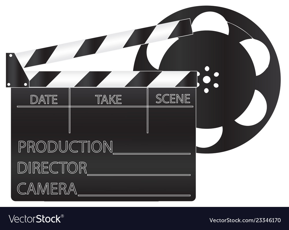 Black movie clapperboard and film Royalty Free Vector Image