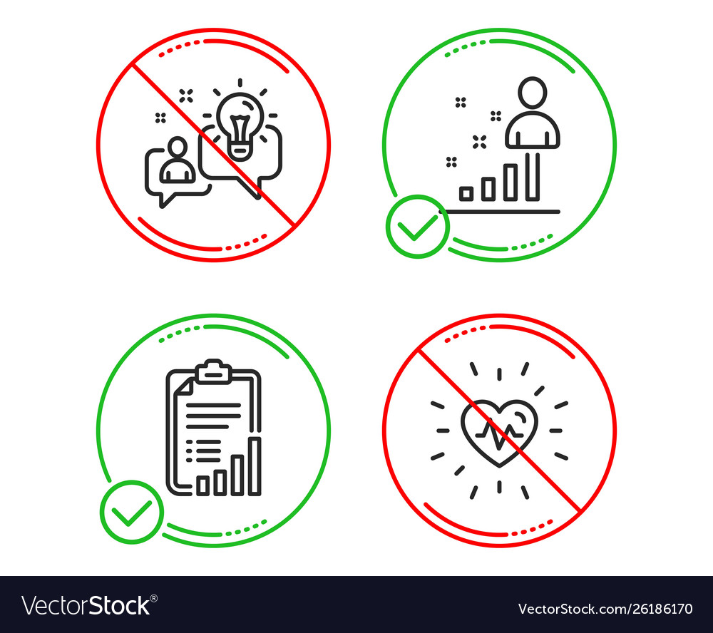 Checklist idea and stats icons set heartbeat