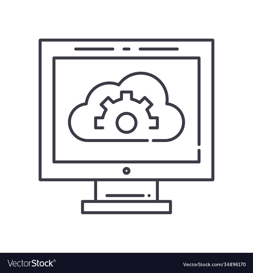 Cloud computer concept icon linear isolated vector image Cloud computer concept icon linear isolated