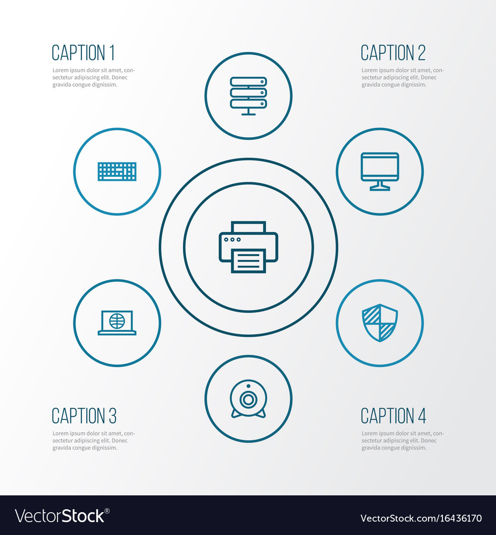 Computer outline icons set collection of keypad