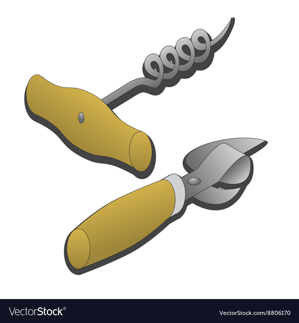 Corkscrew and can opener Royalty Free Vector Image