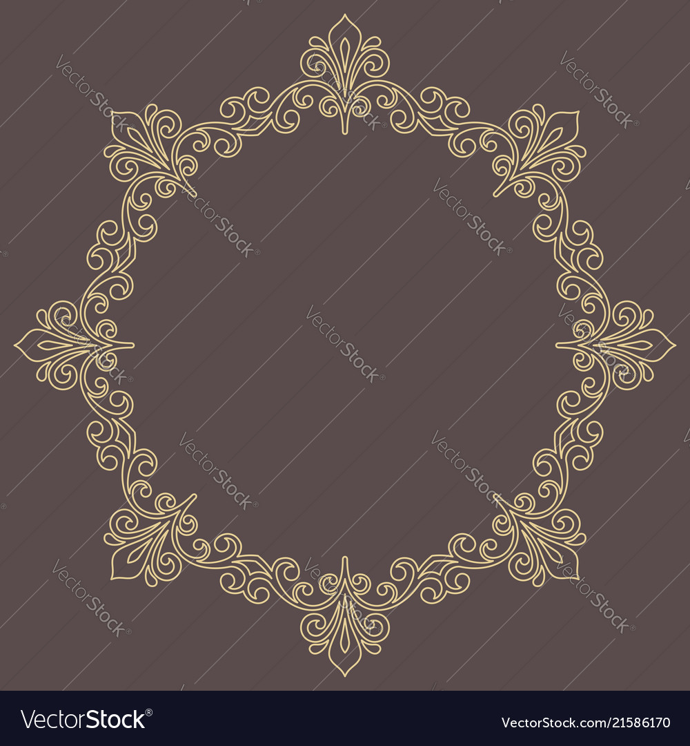 Floral modern round golden frame Royalty Free Vector Image