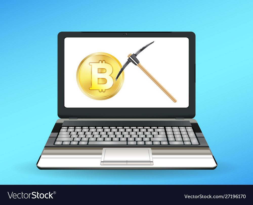 Laptop computer displaying bitcoin mining