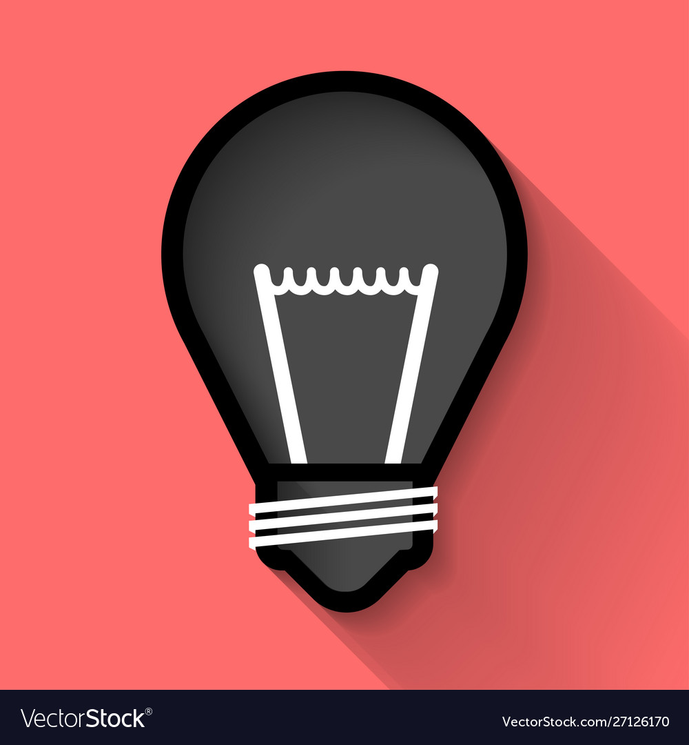 Light bulb design in flat long shadow Royalty Free Vector