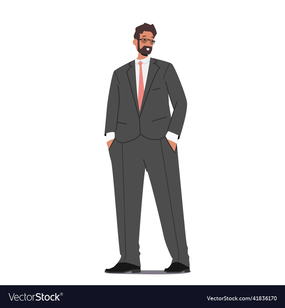 Male character in formal suit business man wear Vector Image