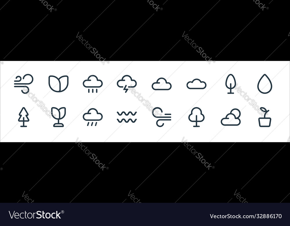 Nature line icons linear set quality