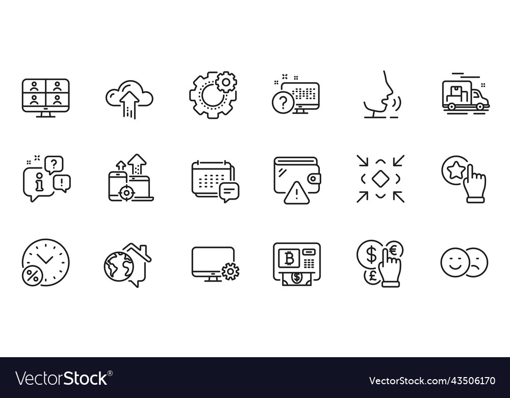 Outline set of rate button seo devices and like vector image Outline set of rate button seo devices and like