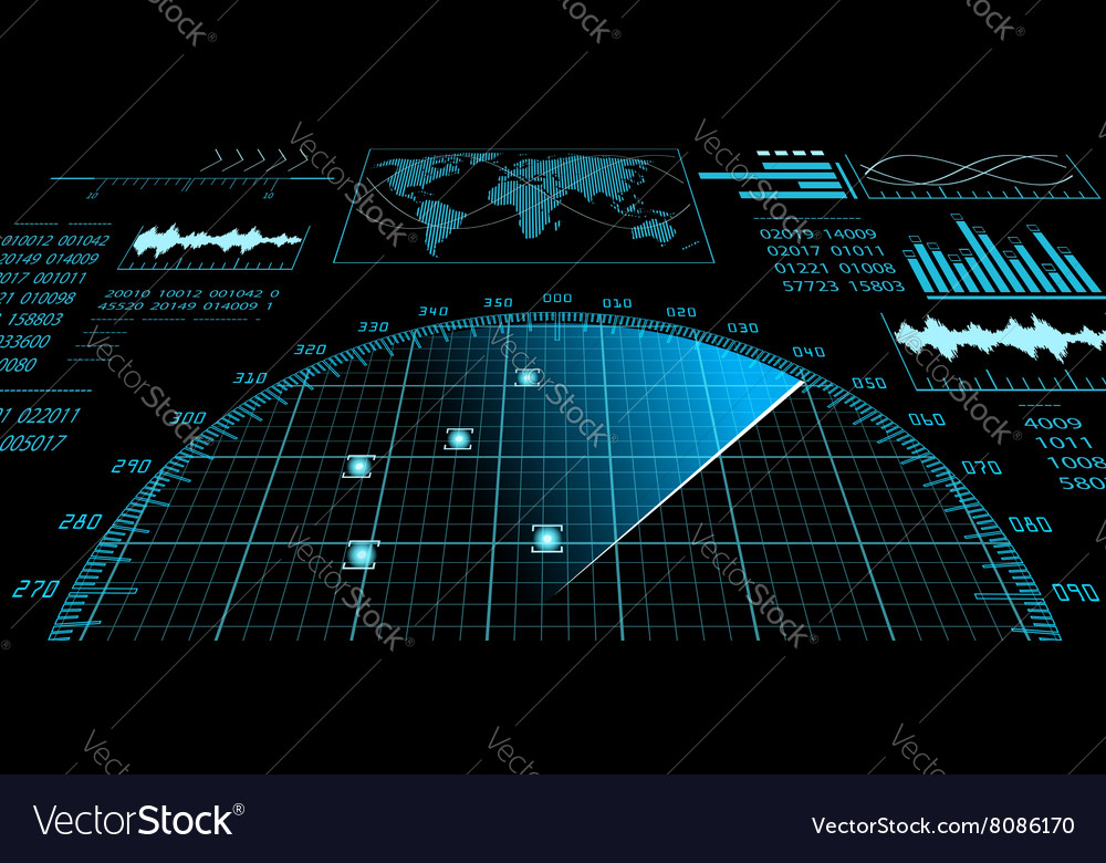 Radar screen with futuristic user interface hud