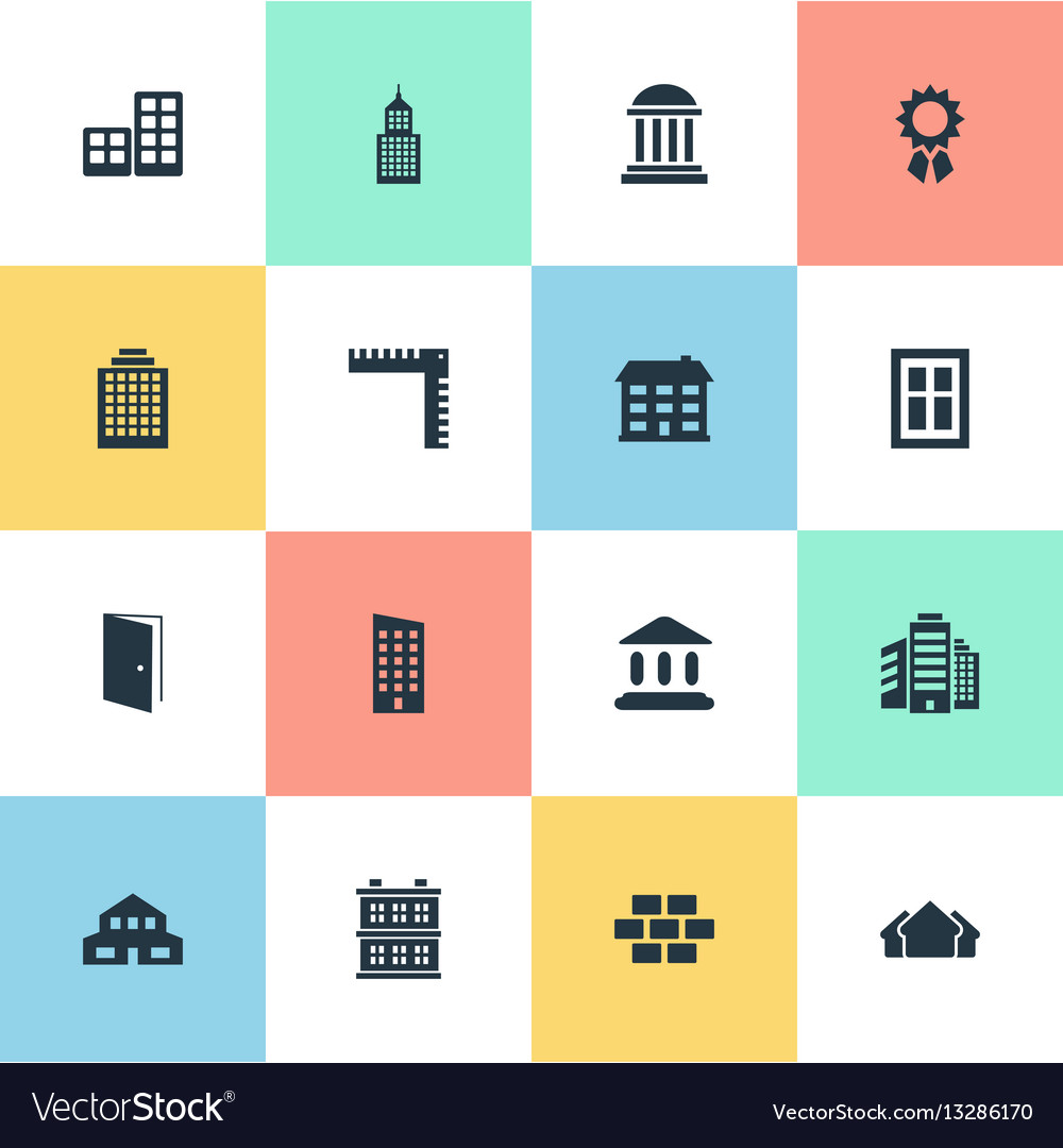 Set of 16 simple architecture icons can be found