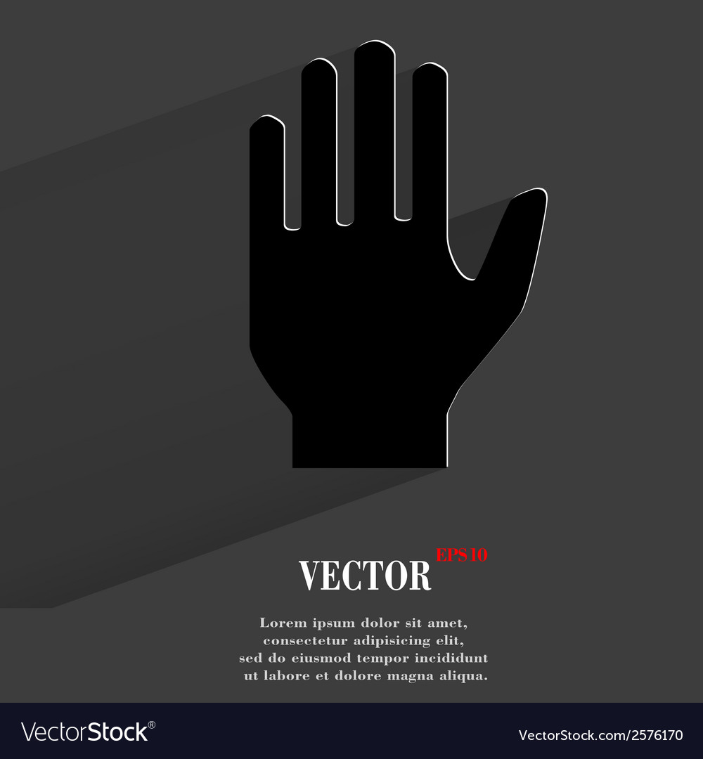 Stop hand flat modern web button with long shadow