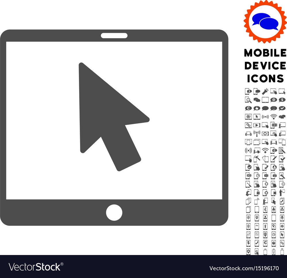 Tablet arrow pointer icon with set