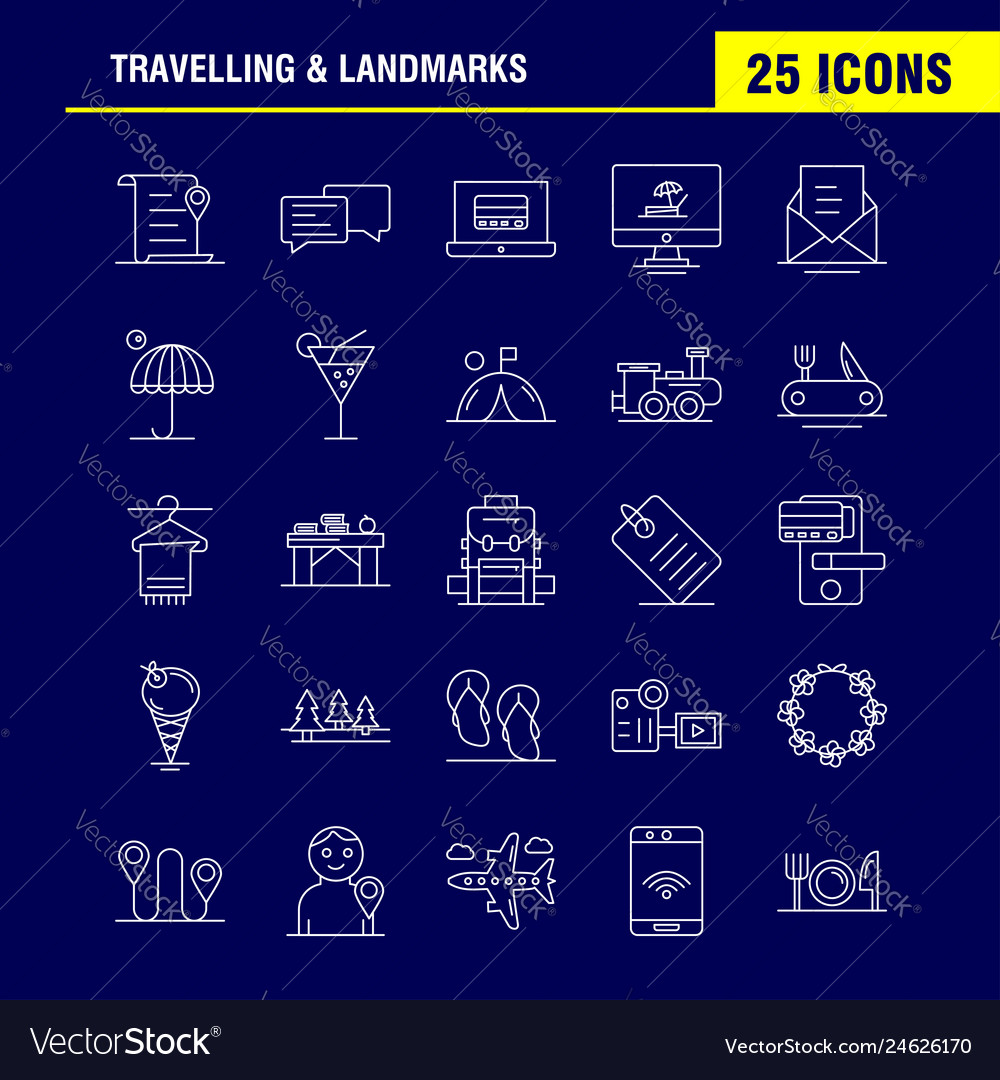 Travelling and landmarks line icon for web print