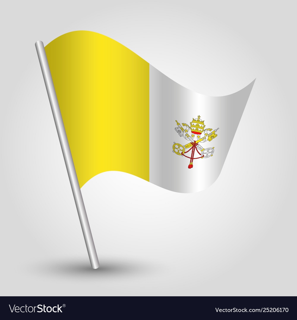 Waving simple triangle vatican flag on pole