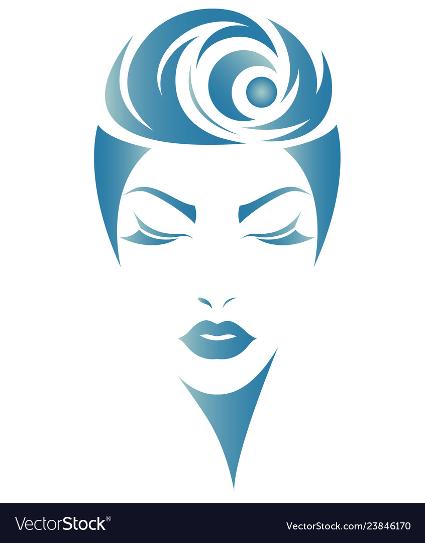 Women Short Hair Style Icon Logo Face Royalty Free Vector