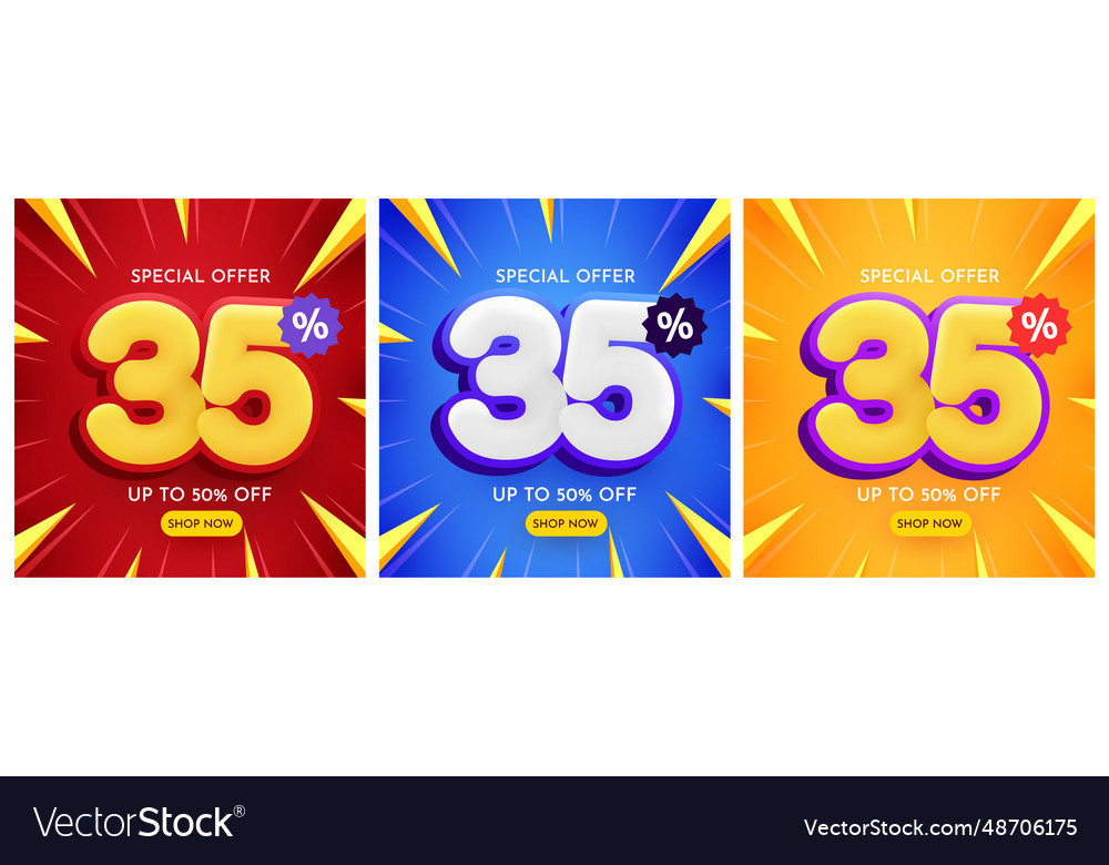 35-percent-off-discount-creative-composition-vector-image
