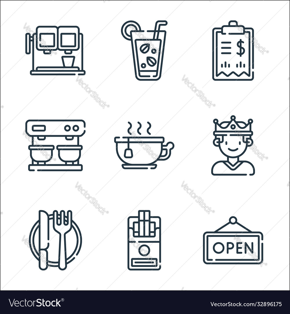 Bar line icons linear set quality vector image Bar line icons linear set quality