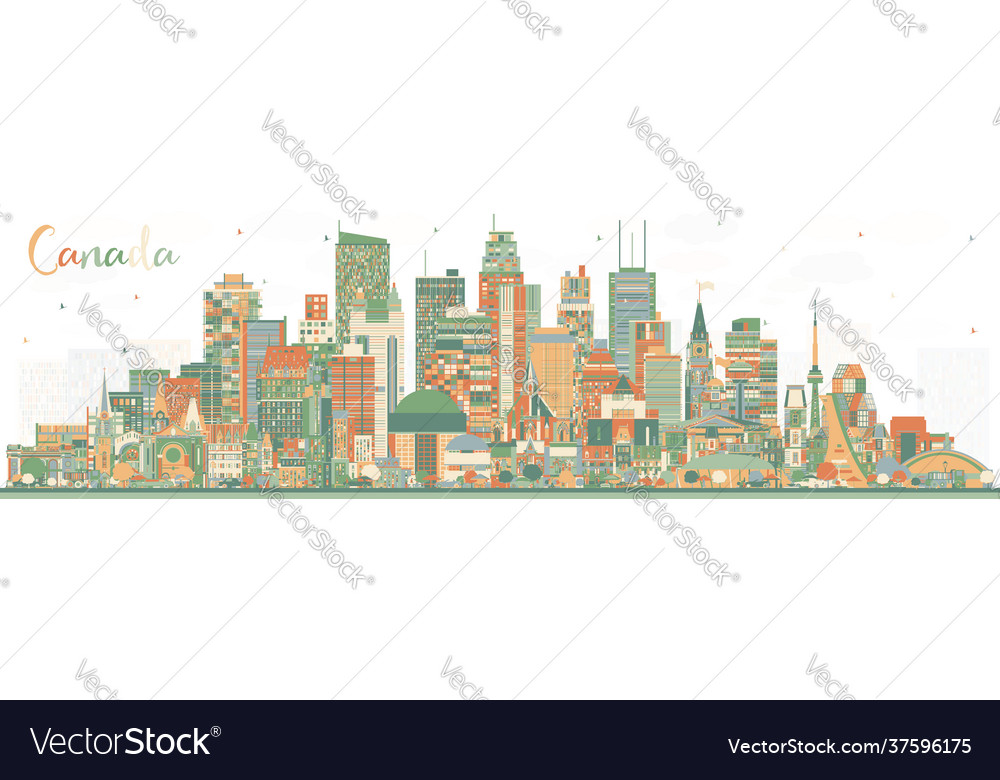 Canada city skyline with color buildings Vector Image