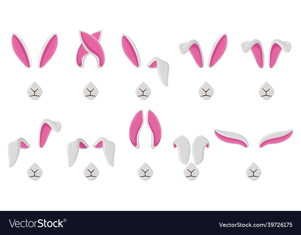 Cartoon rabbit ears cute bunny selfie Royalty Free Vector