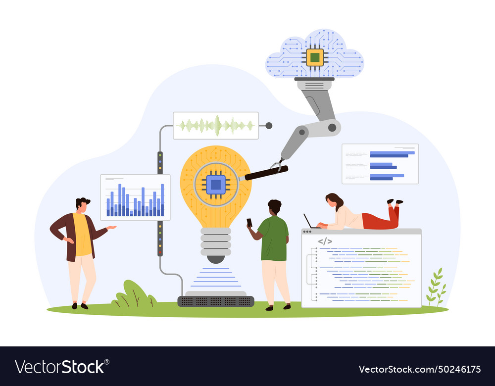 Cloud analysis of digital project data vector image Cloud analysis of digital project data