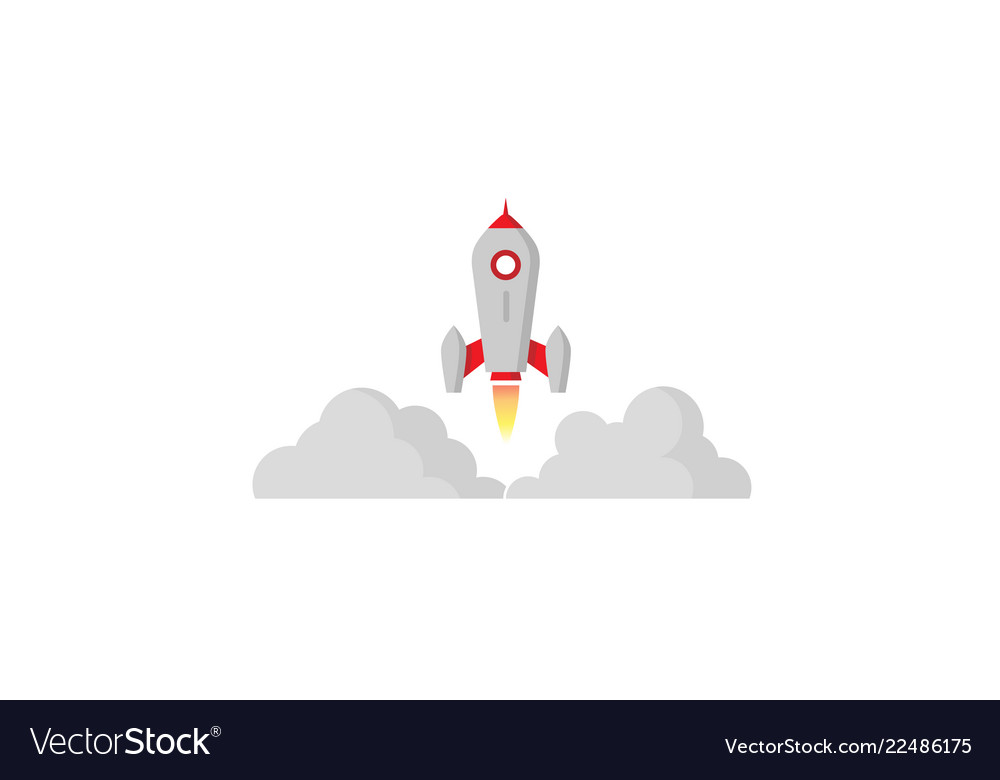 Creative red rocket gray cloud smoke logo Vector Image Creative red rocket gray cloud smoke logo Vector Image