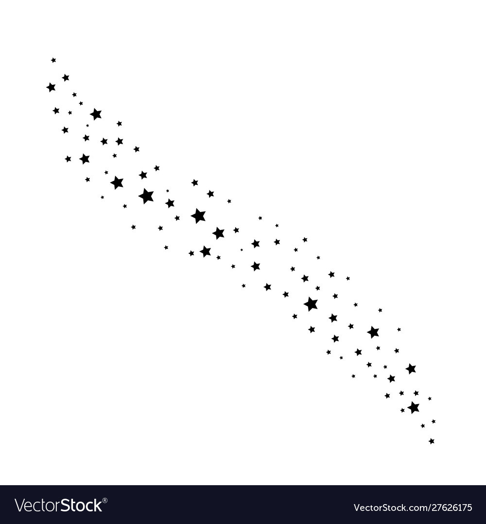 Falling star trail isolated on white