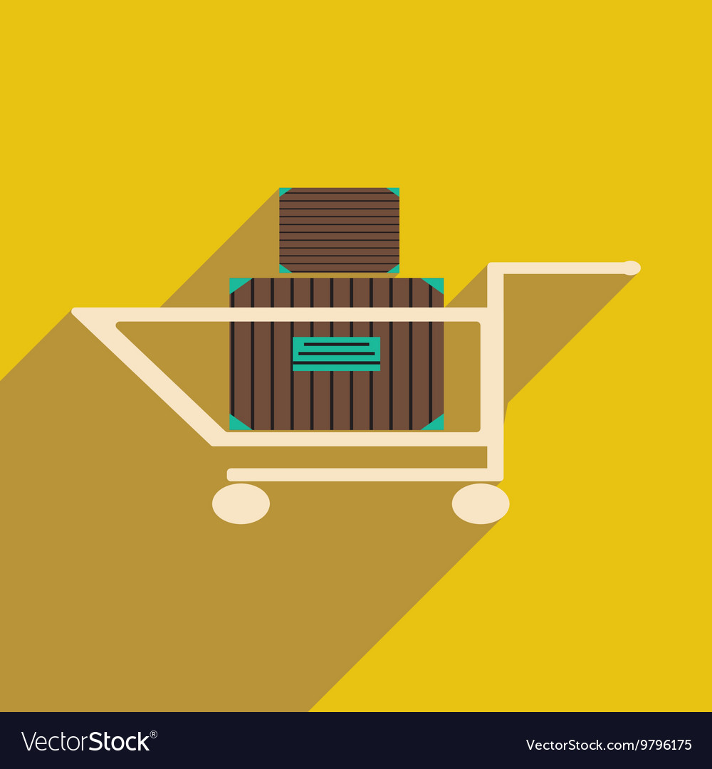 Flat with shadow icon and mobile application cart