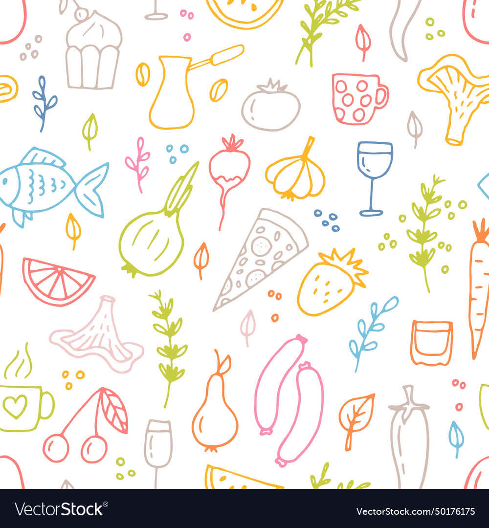 Hand drawn seamless pattern with different type