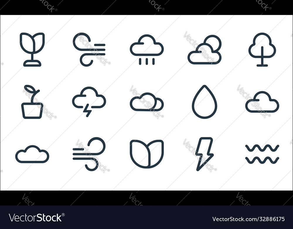 Nature line icons linear set quality