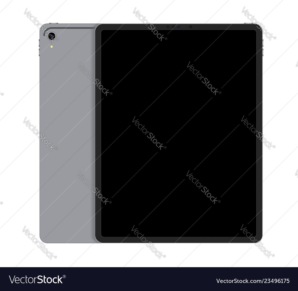 Realistic silver tablet front and back display