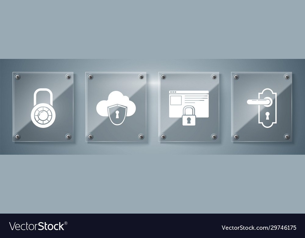 Set door handle secure your site with https ssl vector image Set door handle secure your site with https ssl