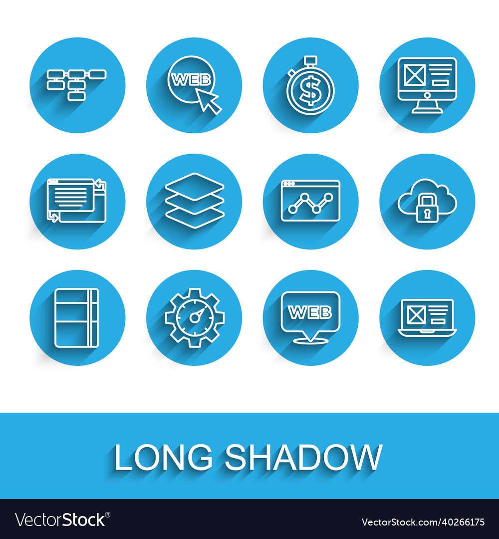 Set line sketchbook or album website statistic vector image Set line sketchbook or album website statistic