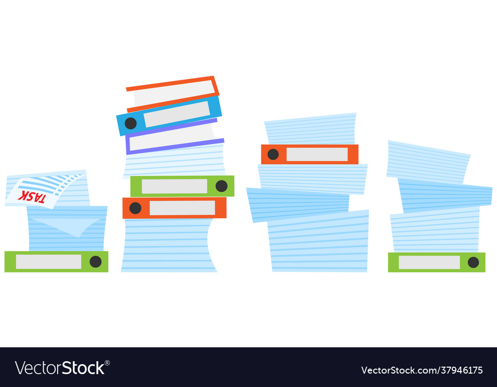 Stapeln von Dokumenten und Zuordnungen im Ordner vector image Stapeln von Dokumenten und Zuordnungen im Ordner