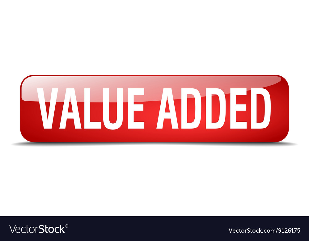 Value added red square 3d realistic isolated web